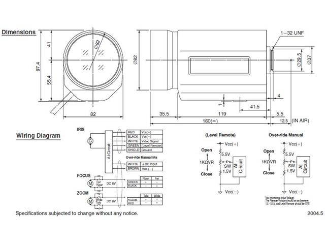 Computar Ganz High Quality CCTV Camera Lens T34Z5518AMSR 1/3" 5.5-187mm f1.8 34X Motorized Zoom, Video Auto Iris w/spot & man. Override (CS Mount)