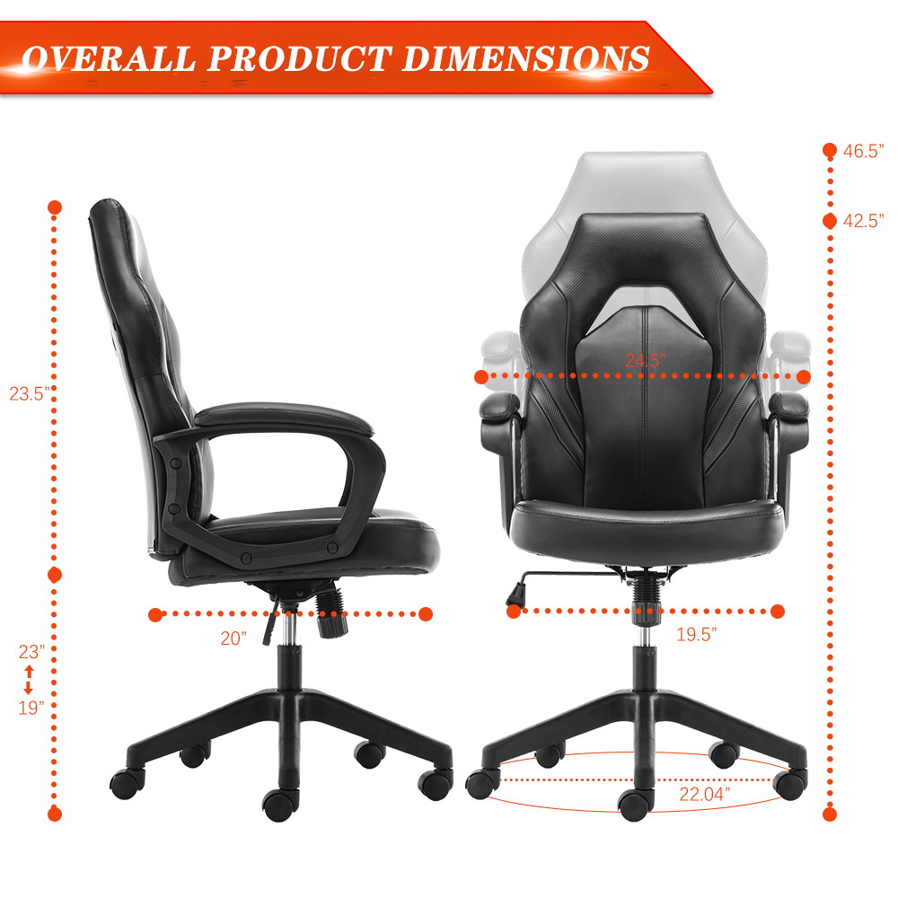 Gaming Chair Ergonomic Racing Game Chair Comfortable Computer Desk Chair for Home, Office, Gaming Room, Black