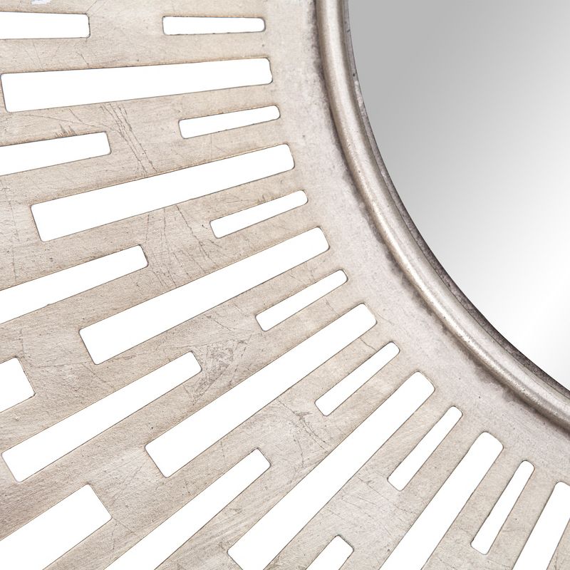 27.75"x27.75" Champagne Round Geometric Sunburst Decorative Wall Mirror Gold - Patton Wall Decor