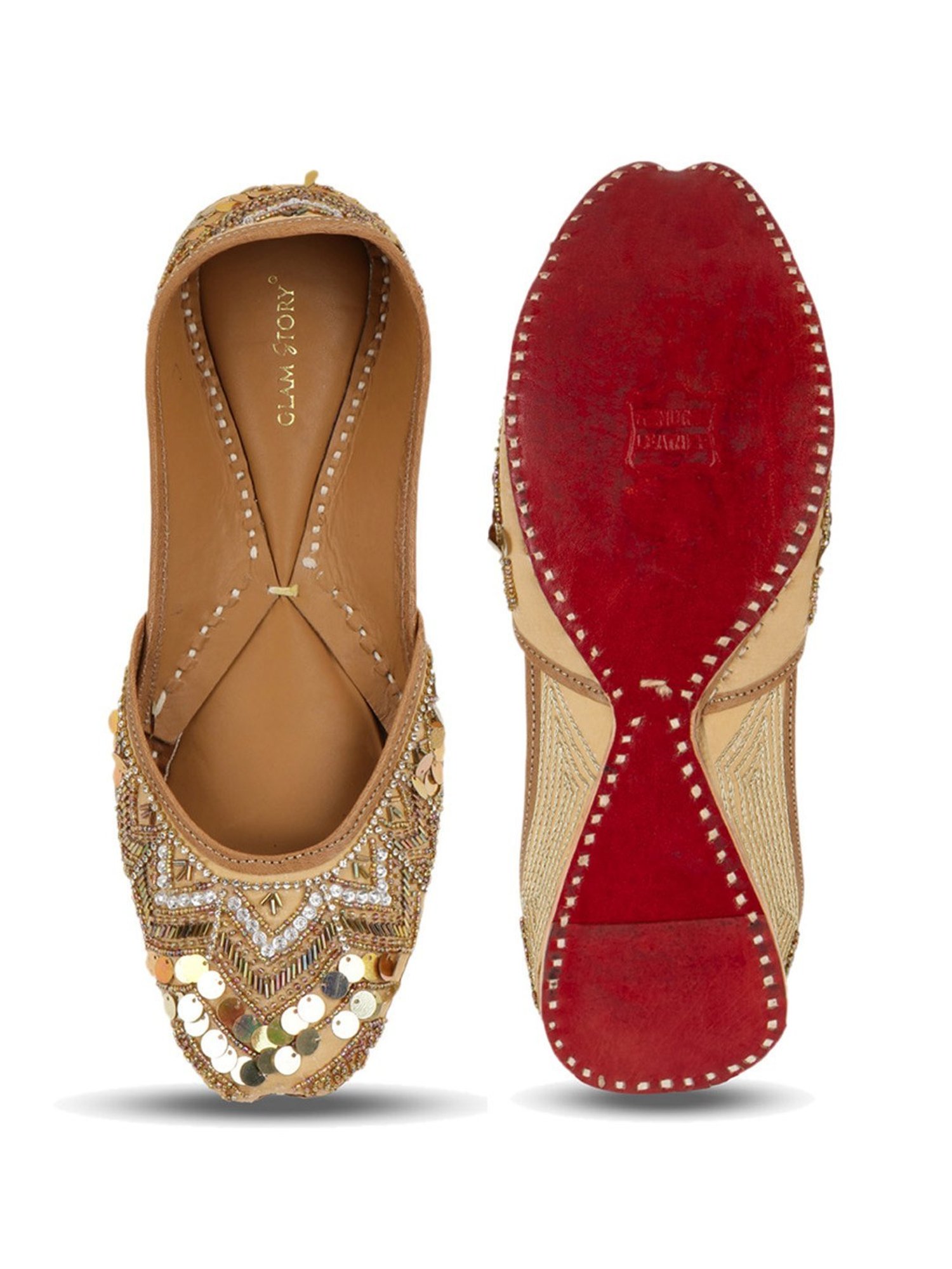 Glam Story Women's Gold Ethnic Juttis