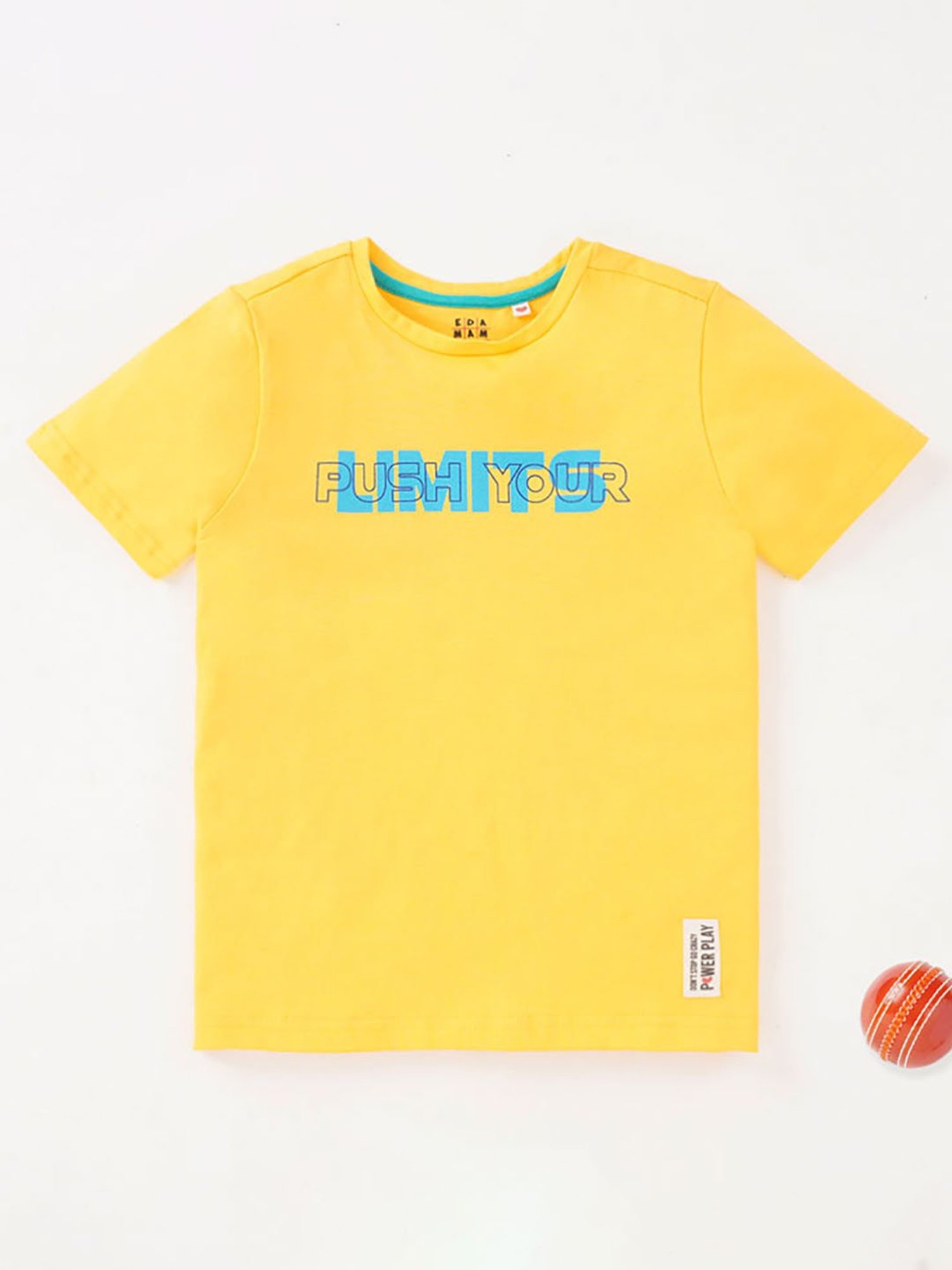 Ed-a-Mamma Kids Yellow Graphic Print T-Shirt
