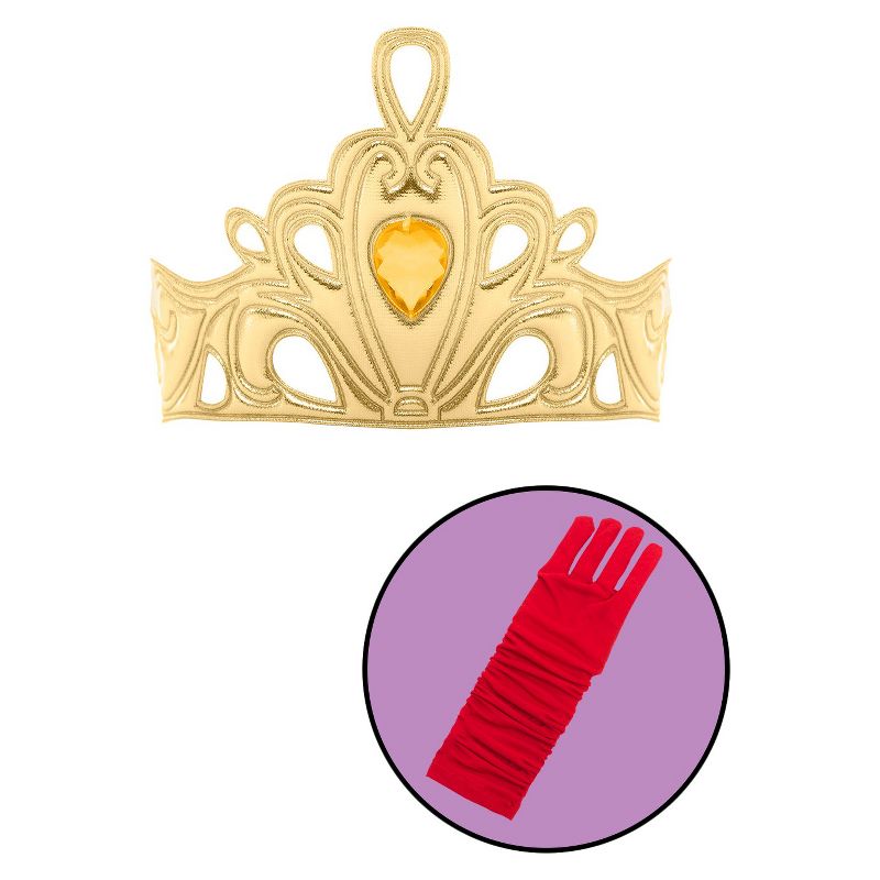 Little Adventures Girls' Princess Gloves Red with Diva Crown Gold