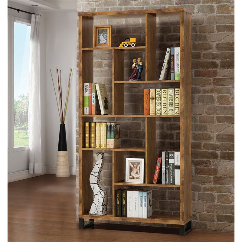 Modern Bookcase in Antique Nutmeg and Black - Pemberly Row