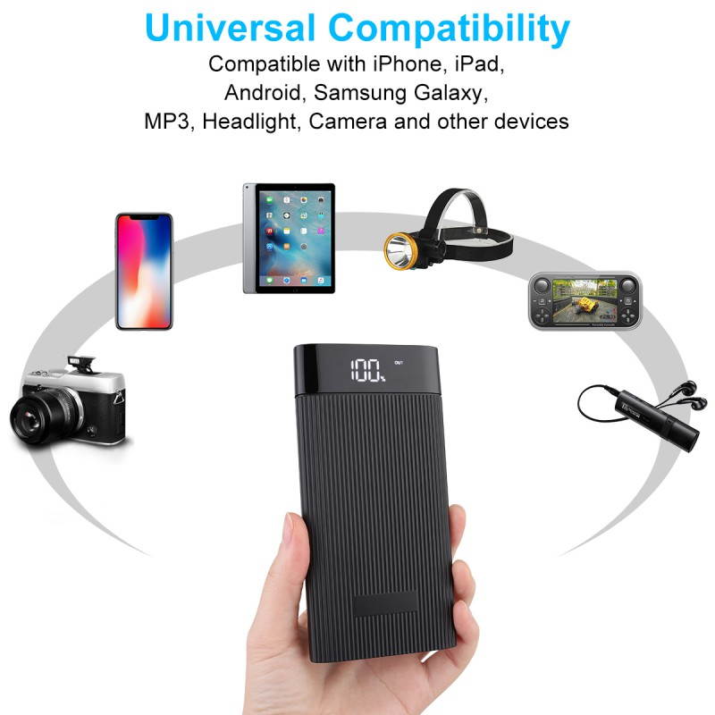 Power Bank 50,000mAh Portable Charger Backup Battery Pack With Dual USB Smart Charge & Flashlight For IPhone/Samsung/and More