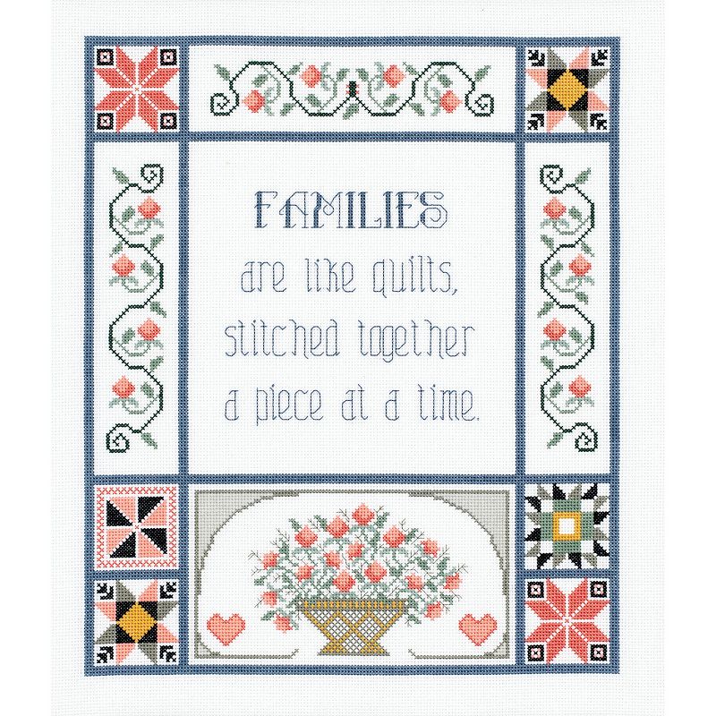 Janlynn Counted Cross Stitch Kit 13"X15"-Families Are Like Quilts (14 Count)