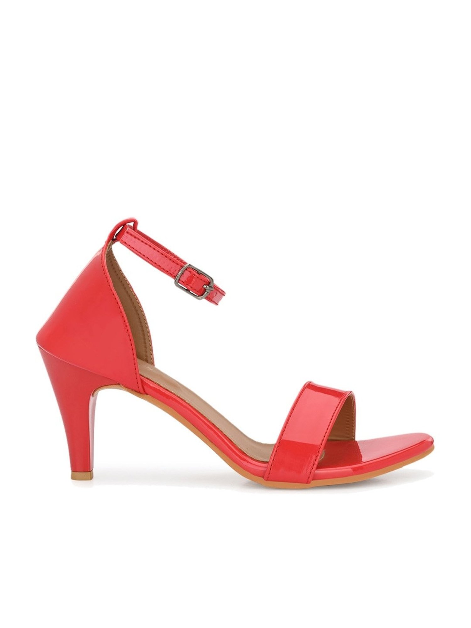 Clog London Women's Red Ankle Strap Stilettos