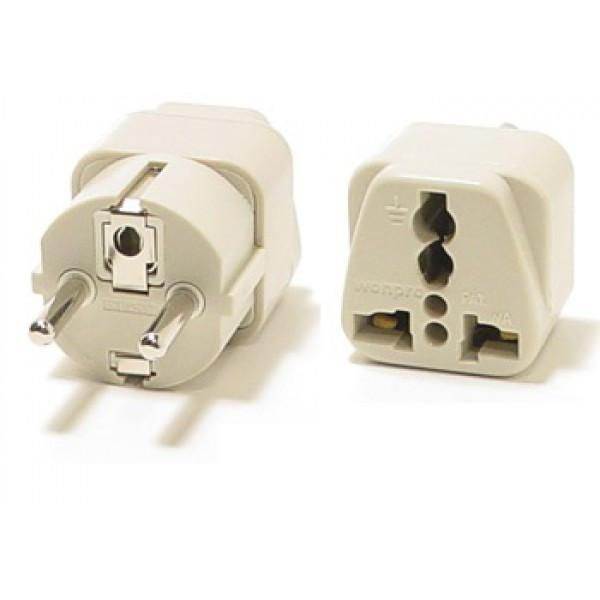 Universal Grounded Travel Plug Adapter For Europe (Schuko Type E/F)