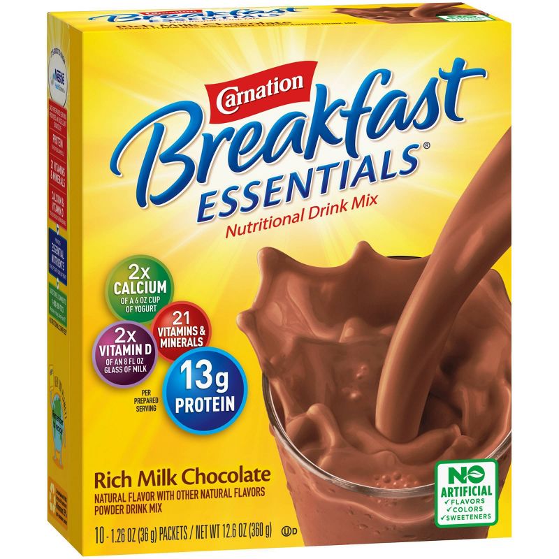 Carnation Breakfast Essentials Powder Drink Mix Rich Milk Chocolate - 10ct/12.6oz