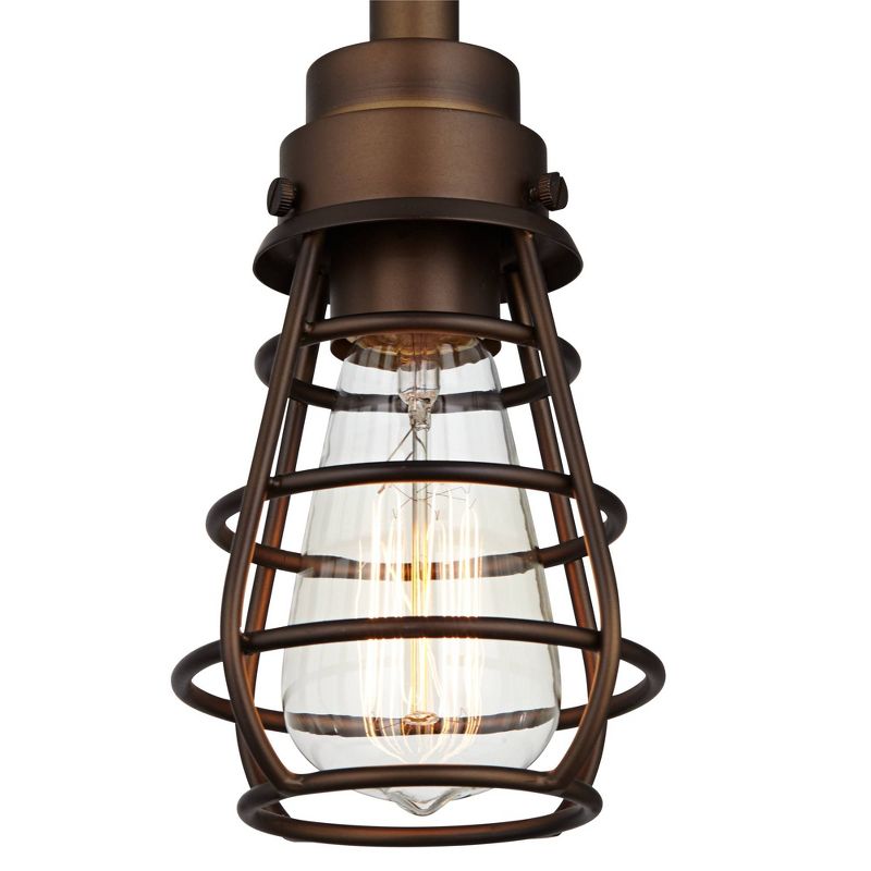 Franklin Iron Works Oil Rubbed Bronze Mini Pendant Light 5" Wide Rustic Farmhouse LED Edison Fixture Kitchen Island Dining Room