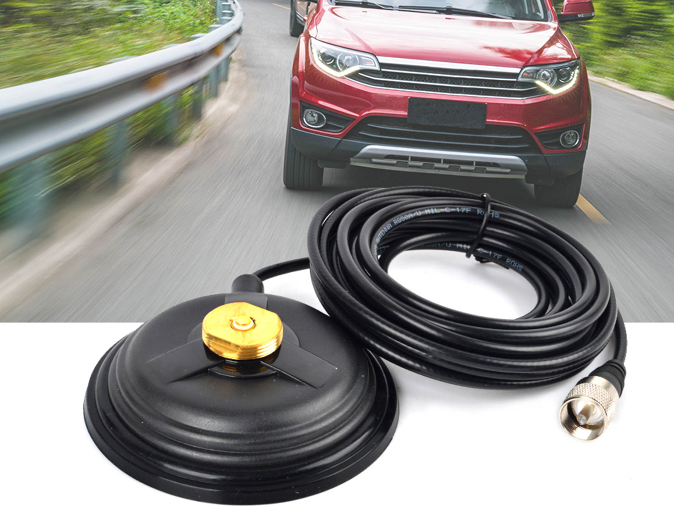 HYS NMO Magnet Base Mount CB/VHF/UHF/HF Ham Radio Magnetic Antenna PL-259 Plug