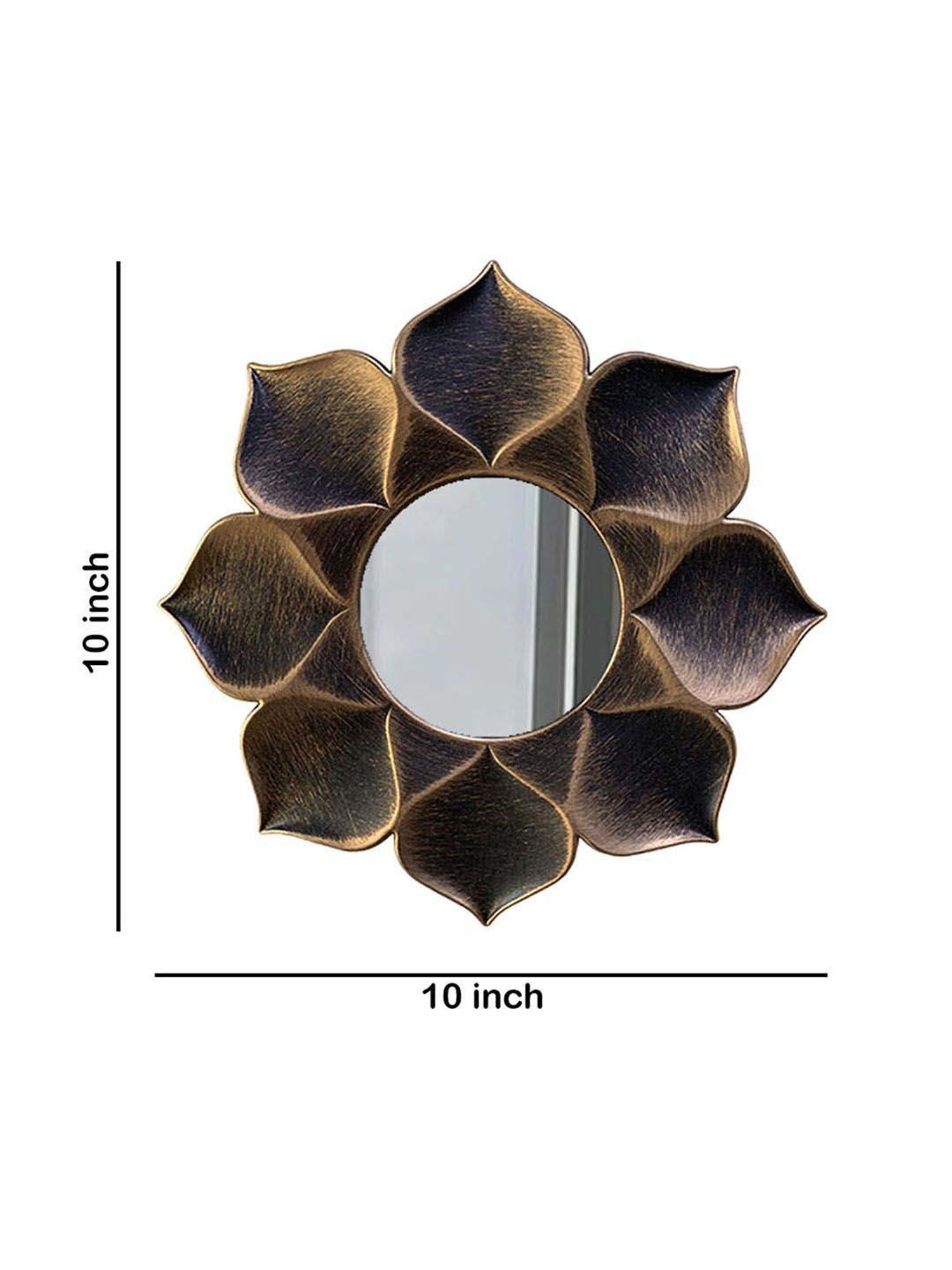 Art Street Brown Plastic Lotus Petal Decorative Wall Mirror - Set of 2