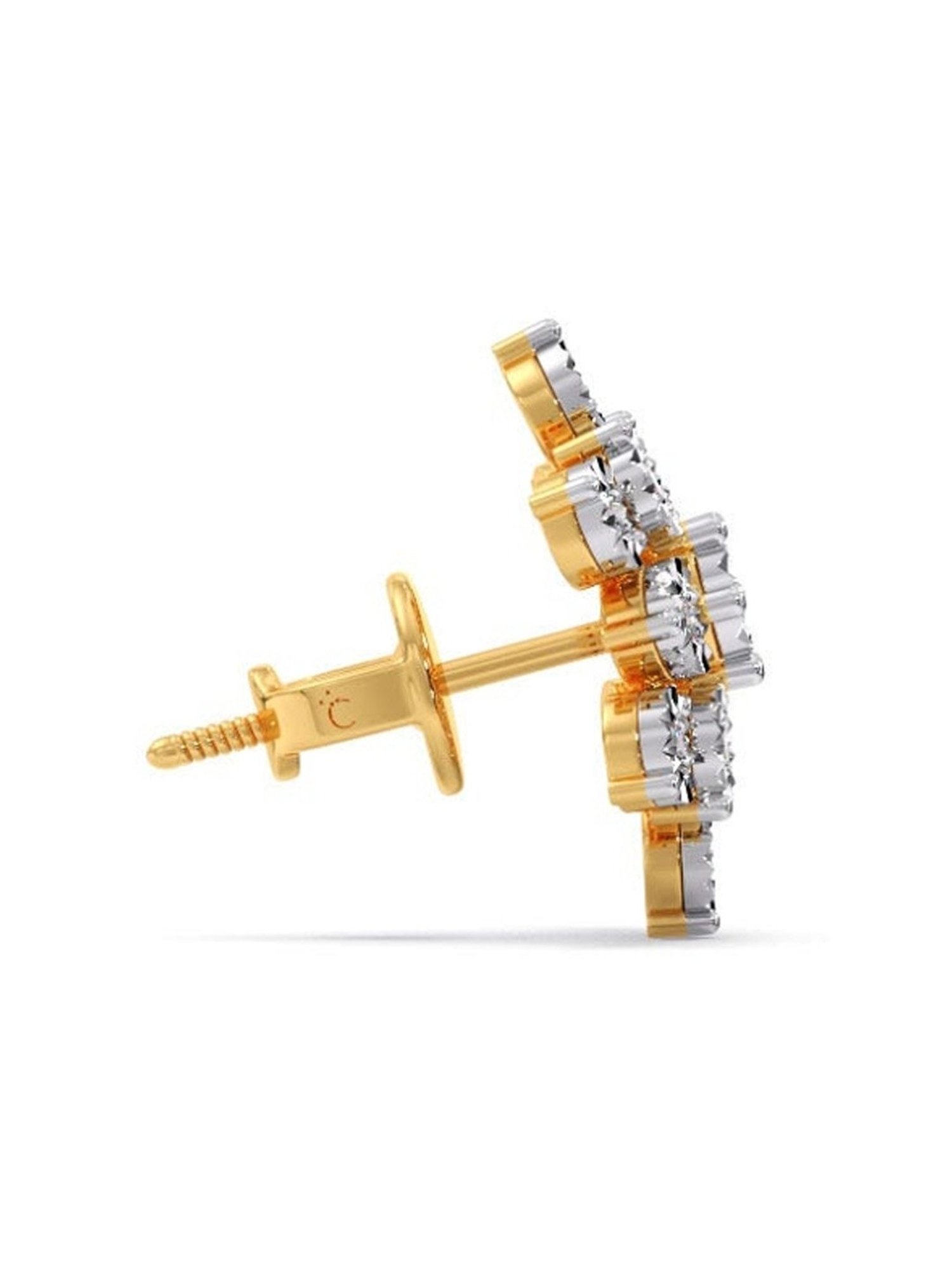 Candere by Kalyan Jewellers Asteroids 18k Yellow Gold Diamond Stud Earrings