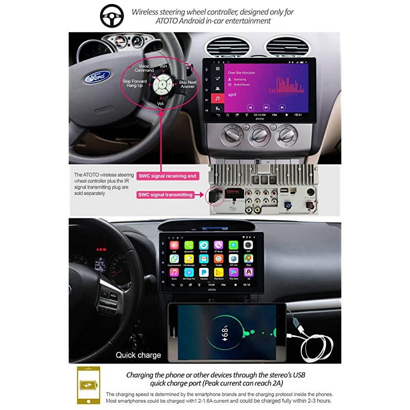 New]  A6 Pro A6Y2721PR Double DIN Android Car Navigation Stereo - 2X Bluetooth with aptX - Quick Charge/Ultra Preamplifier - in Dash Entertainment Multimedia Radio,WiFi,Support 256G SD &More