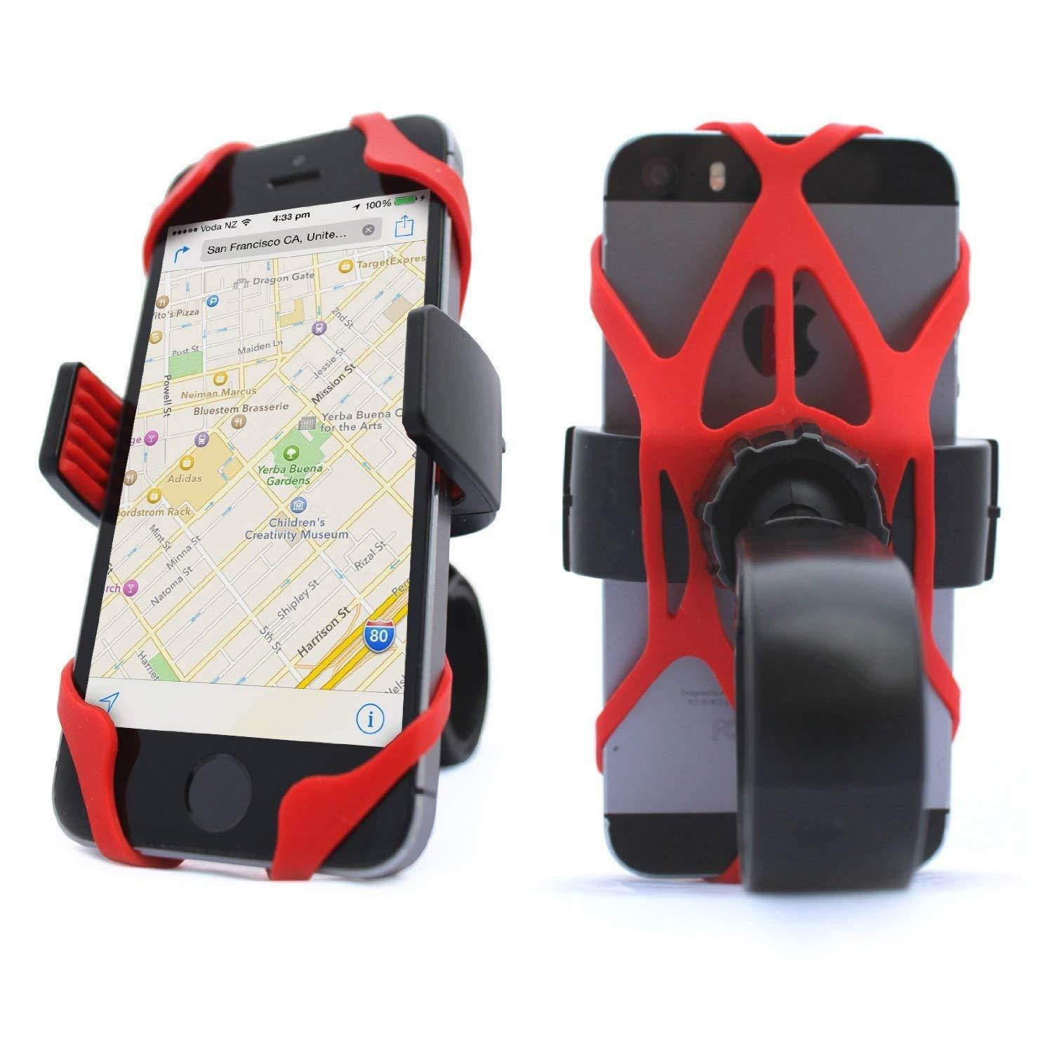 Silicone Security Bands for Cell Phone Mount, NALAKUVARA Universal Mountain & Road Handlebar Cradle Holder Tether, Bicycle Phones Holder Support, Only 4 PCS Band (2 Black & 2 Red)