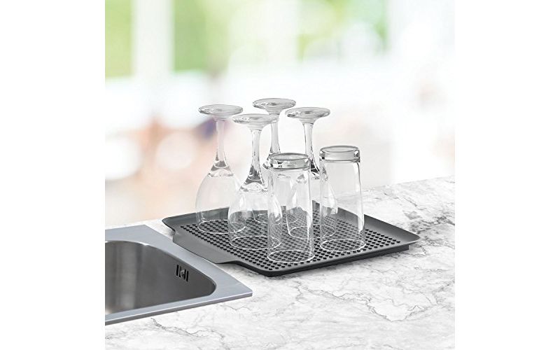 Polder KTH-615 Dish Rack & Tray 4 PC Combo- Advantage System Includes Rack, Drain Tray, Removable Drying Tray & Cutlery Holder - Stainless Steel & Plastic