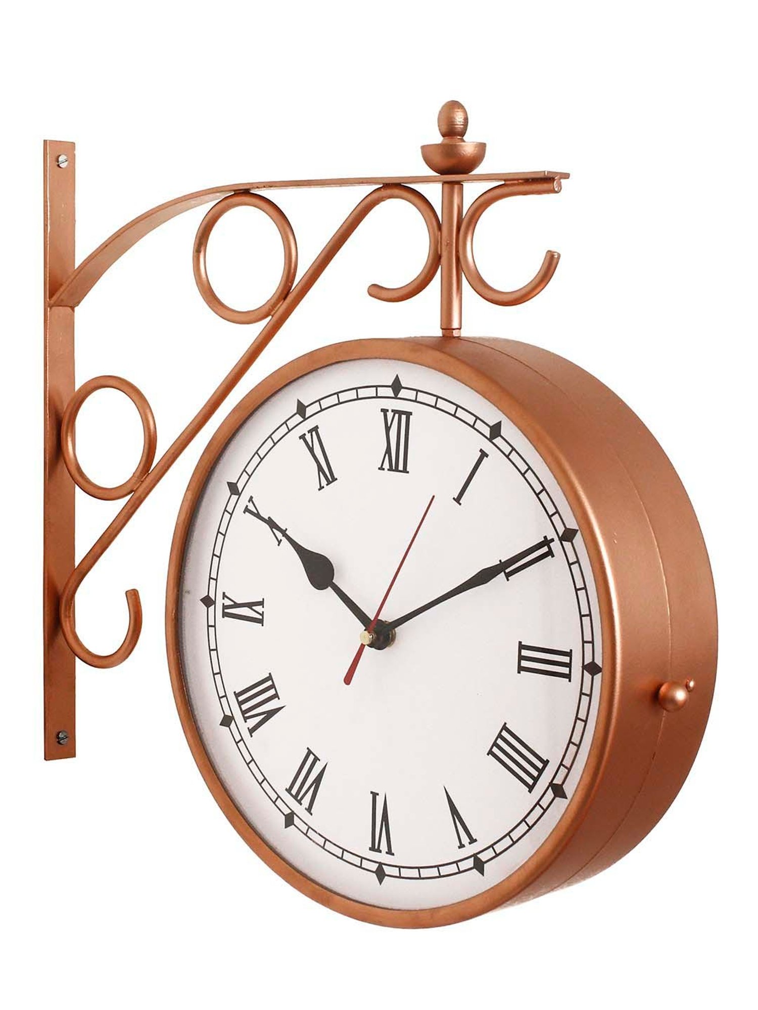 CHRONIKLE Copper Iron Roman Numbers Double Sided Hanging Wall Clock