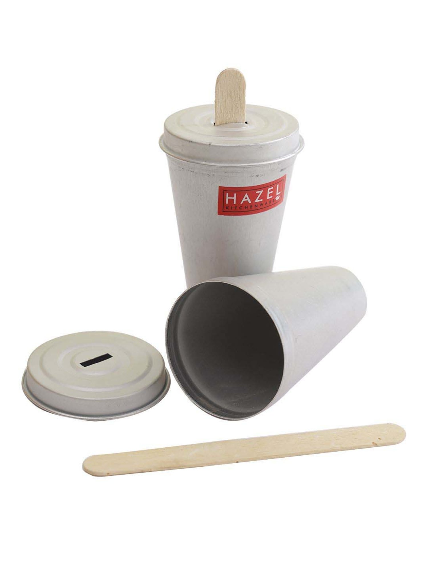 HAZEL Silver Aluminium Cylindrical Reusable Ice Cream Maker Popsicle Moulds (0.13 L) - Set of 12