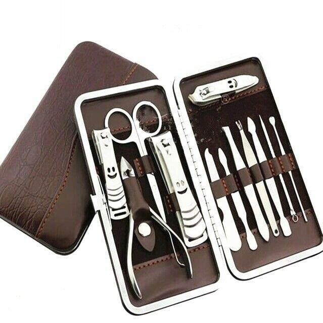 12PCS Pedicure / Manicure Set Nail Clippers Cleaner Cuticle Grooming Kit Case