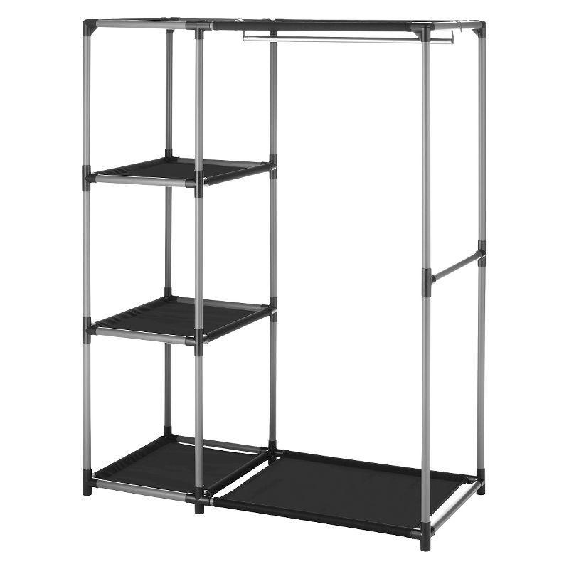 Whitmor Spacemaker Garment Rack And Shelves Black