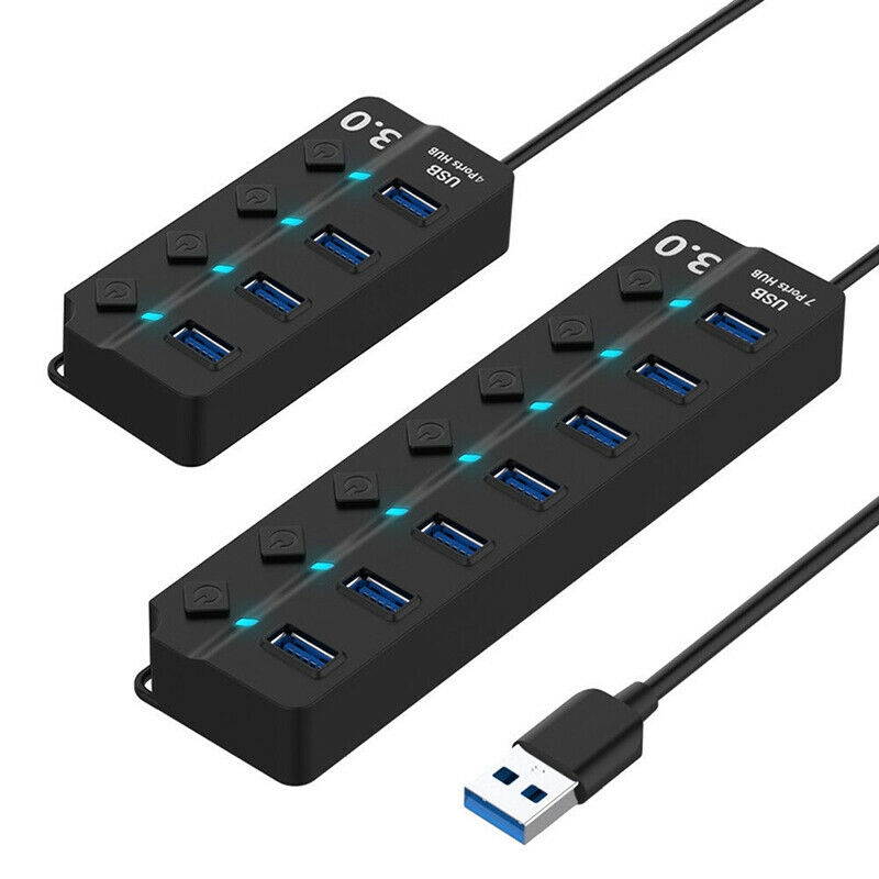 4 Ports USB 3.0 Date Cable for PC Laptop Windows Multi-function USB Dock Hot Swapping Support for Mac, PC, USB Flash Drives and Other Devices HHB with Switch