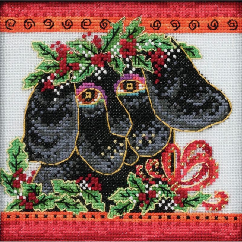 Mill Hill/Laurel Burch Counted Cross Stitch Kit 5.5"X5.5"-Christmas Puppy (28 Count)