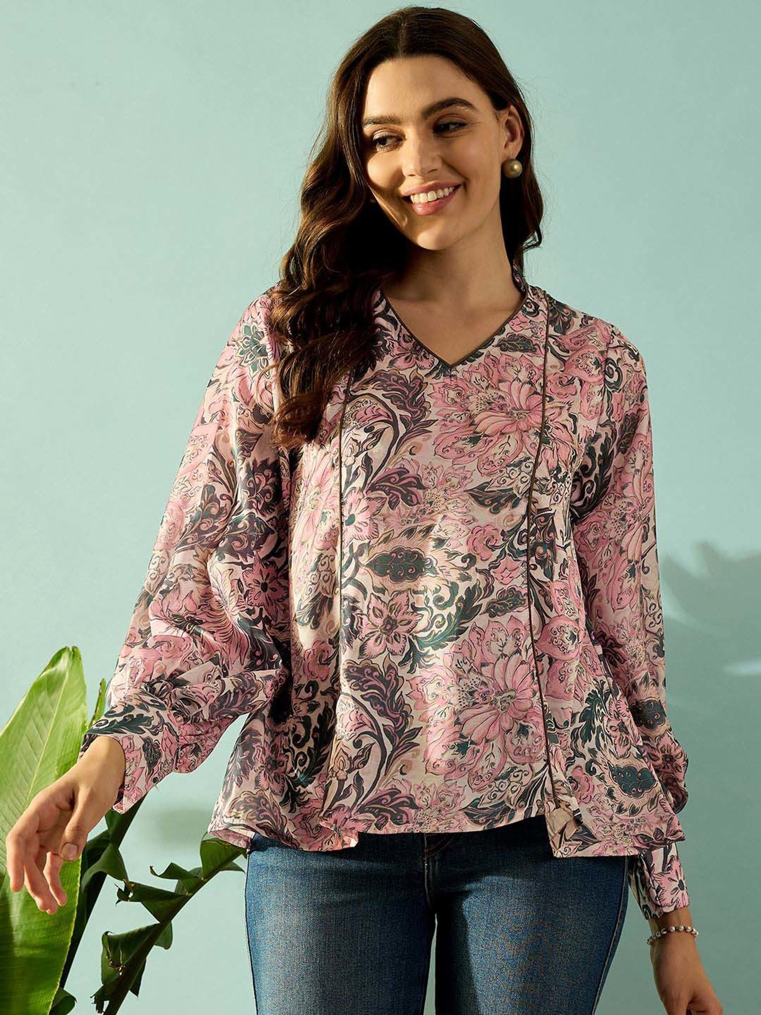 The Kaftan Company Pink Printed Top