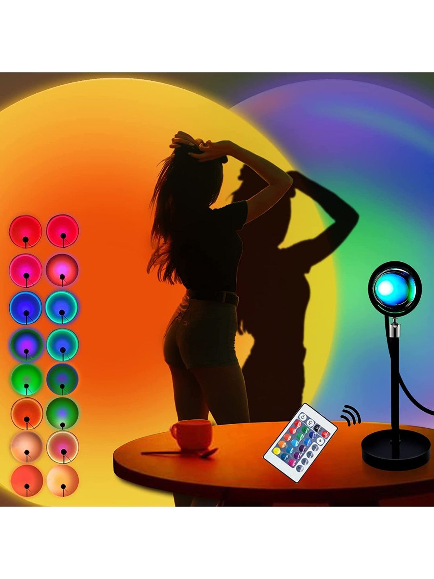 XERGY Sunset Lamp Sunset Projection Lamp Sunset Night Light , 16 colors with Remote