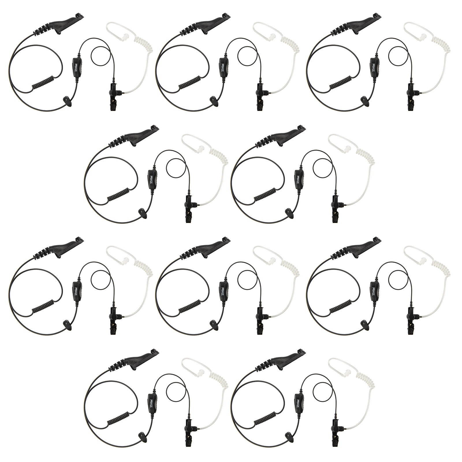 10 Pack FBI Style Clear Coil 1-Wire Radio Kit for Motorola XPR7350 APXP25