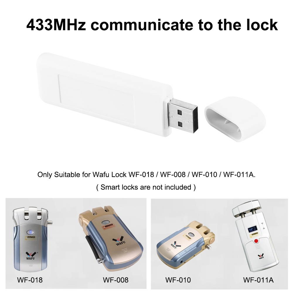 Wafu Smart Lock Wifi Adapter Smart Life APP Network Wireless 433MHz Remote Control iOS Android Mobile Phone APP For Lock Wafu 010 / 011 / 019