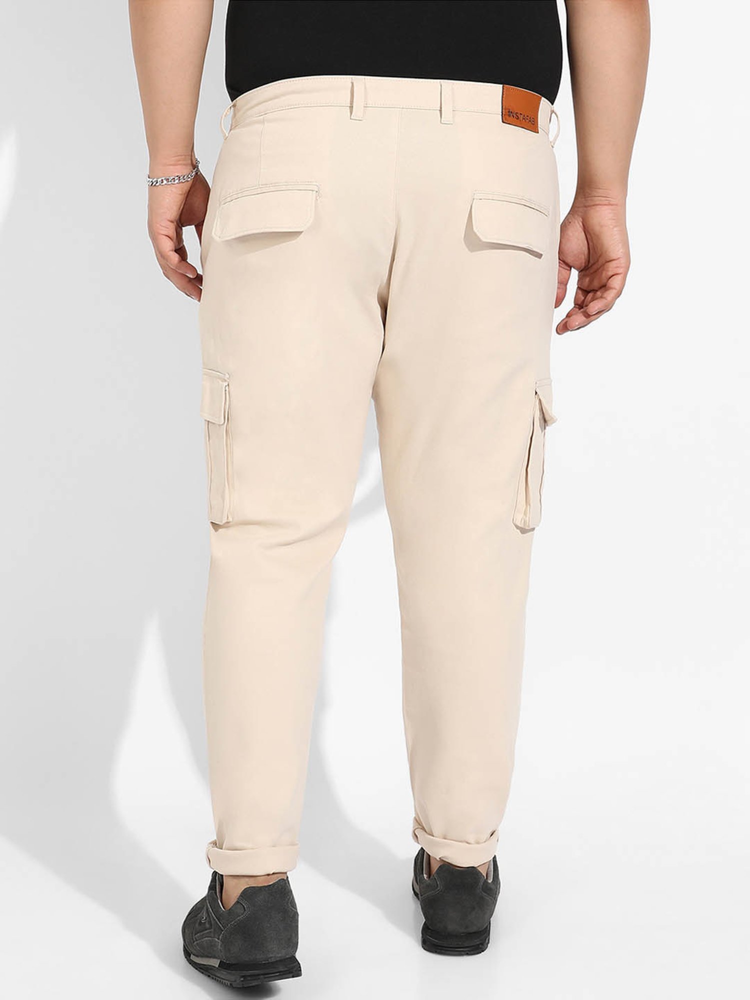 Instafab Plus Beige Regular fit Plus Size Cargos