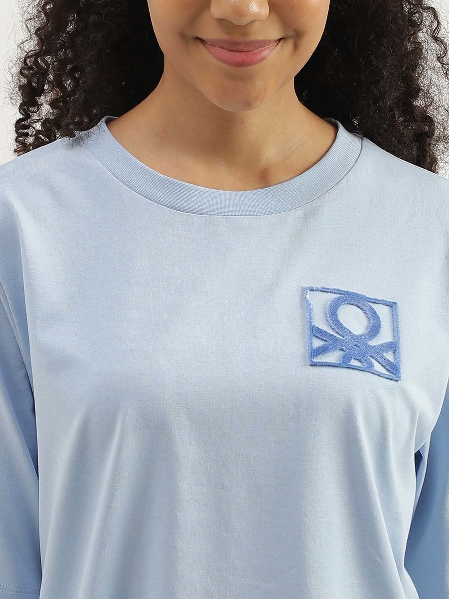 United Colors of Benetton Blue Cotton Printed T-Shirt