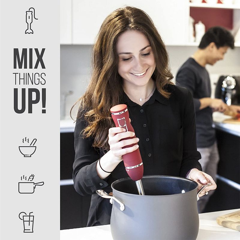 Chefman Stainless Steel 300 Watt 2 Speed Control Hand Mixer with Comfort Grip and Ice Crushing Blades for Smoothies, Batters, and Beverages, Ivory