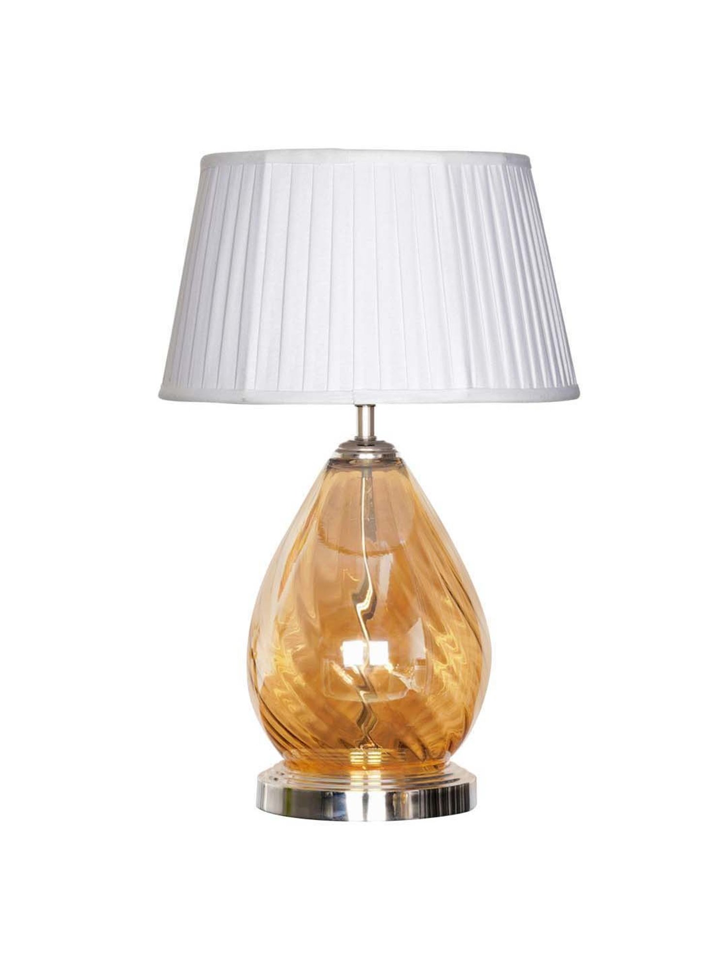 Kapoor Lamp Shades Amber & Nickel Glass Decade Table Lamp With Cotton Shade