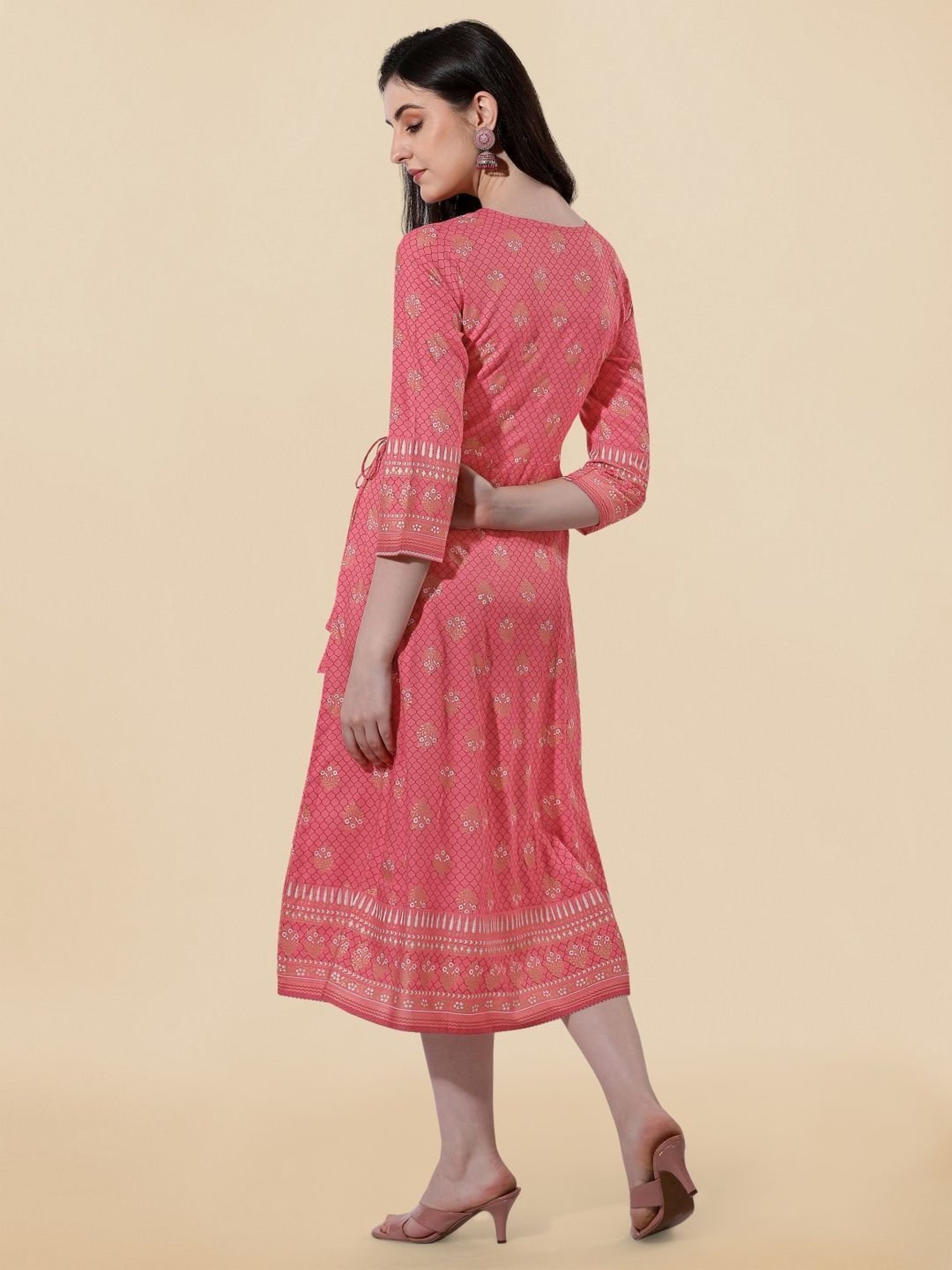 MIRCHI FASHION Coral Embroidered A-Line Dress