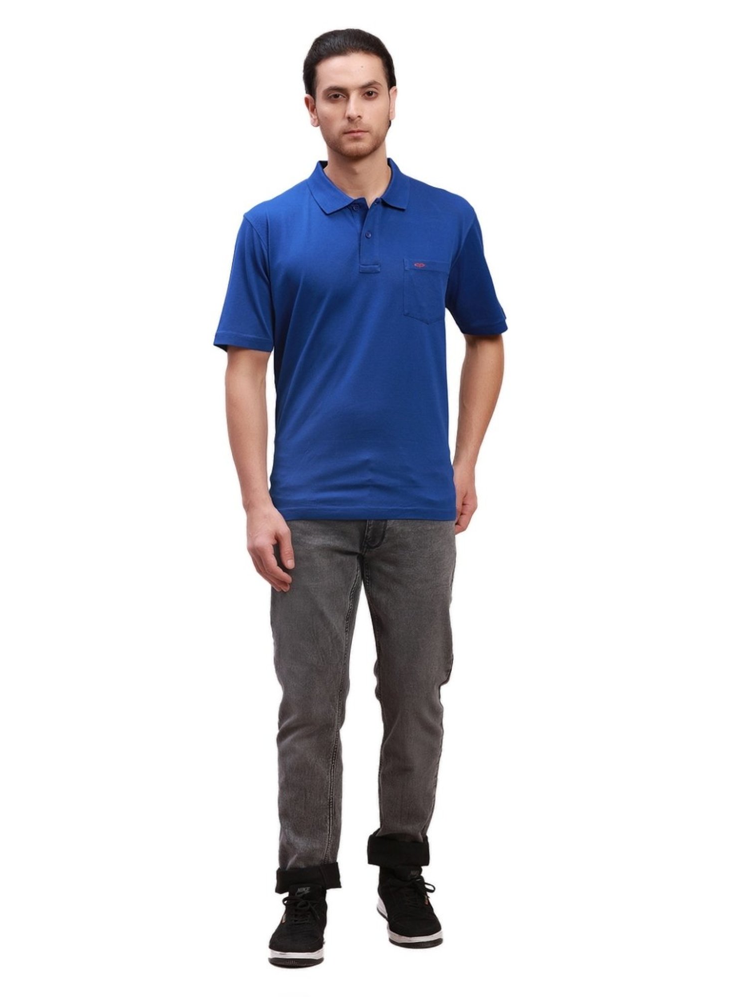 ColorPlus Blue Cotton Classic Fit Polo T-Shirt