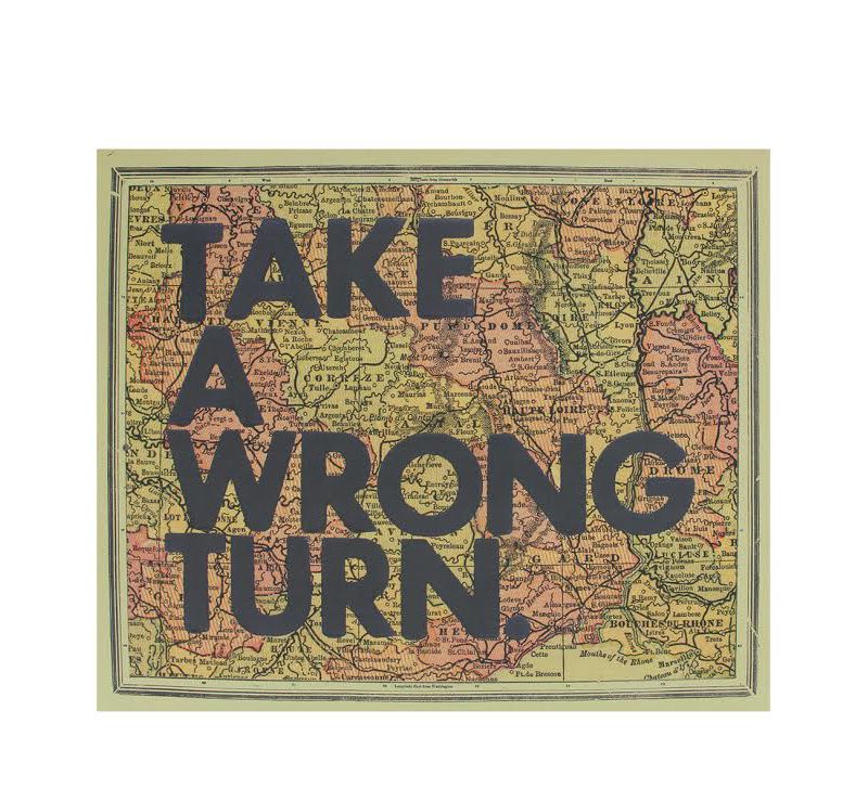 Ganz 12" Inspirational Quote "Take A Wrong Turn" Colorful Framed Atlas Map Hanging Wall Art