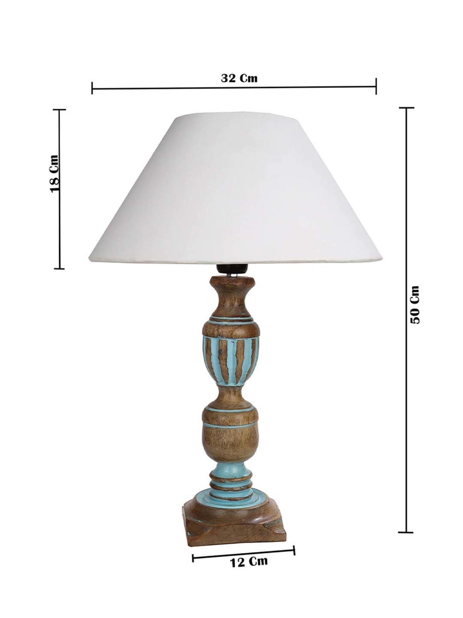 Homesake 'Rustic Distress' White & Brown Wood Trophy Carved Table Lamp with Shade - Set of 1