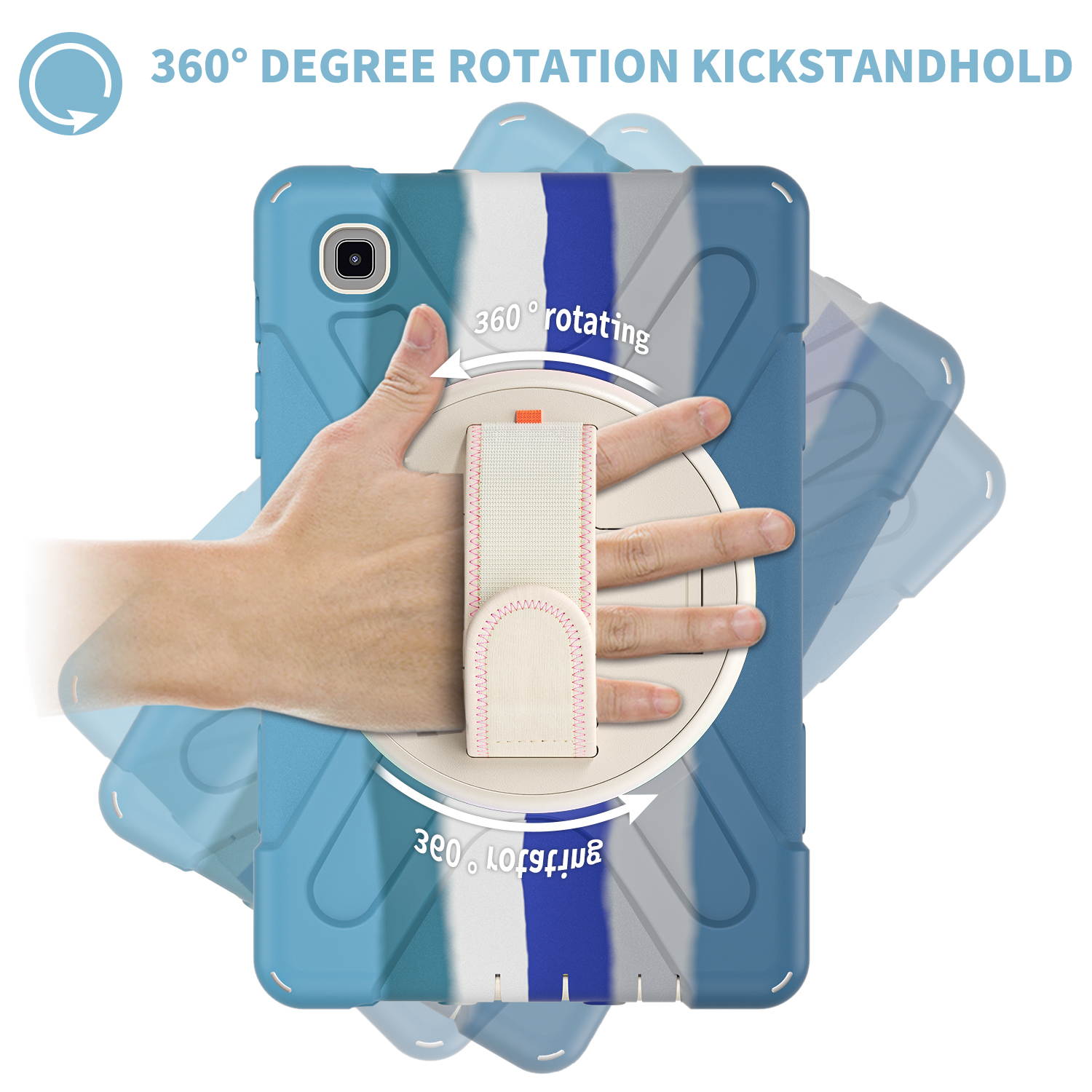 Galaxy Tab A7 Lite Case, Heavy Duty Rugged Shockproof Case with Adjustable Hand Strap, Carrying Shoulder Strap, Rotating Kickstand for Samsung galaxy Tab A7 Lite 8.7 inch 2021 Model SM-T220 SM-T225