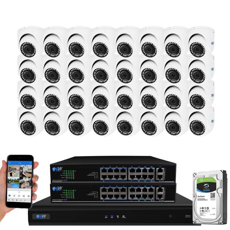 GW Security 4K 8 Channel NVR Security Camera System with 1TB HDD, 4 x 4K IP PoE 8MP Turret cameras, 100-Degrees Wide-angle, 100FT Night Vision