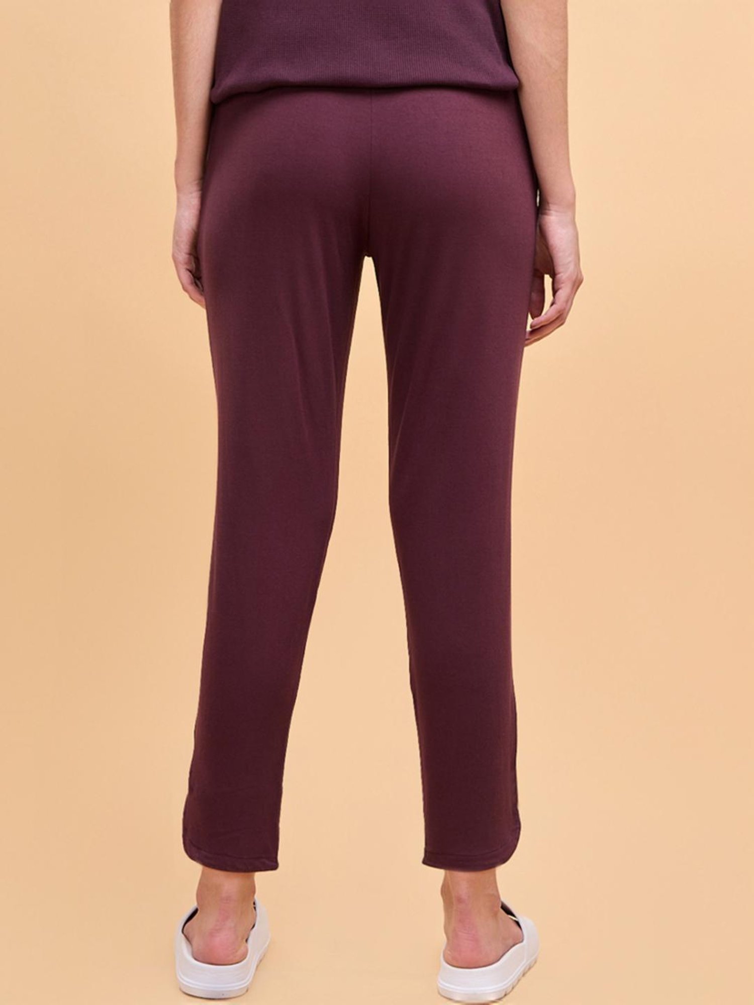Enamor Brown Plain Lounge Track Pants