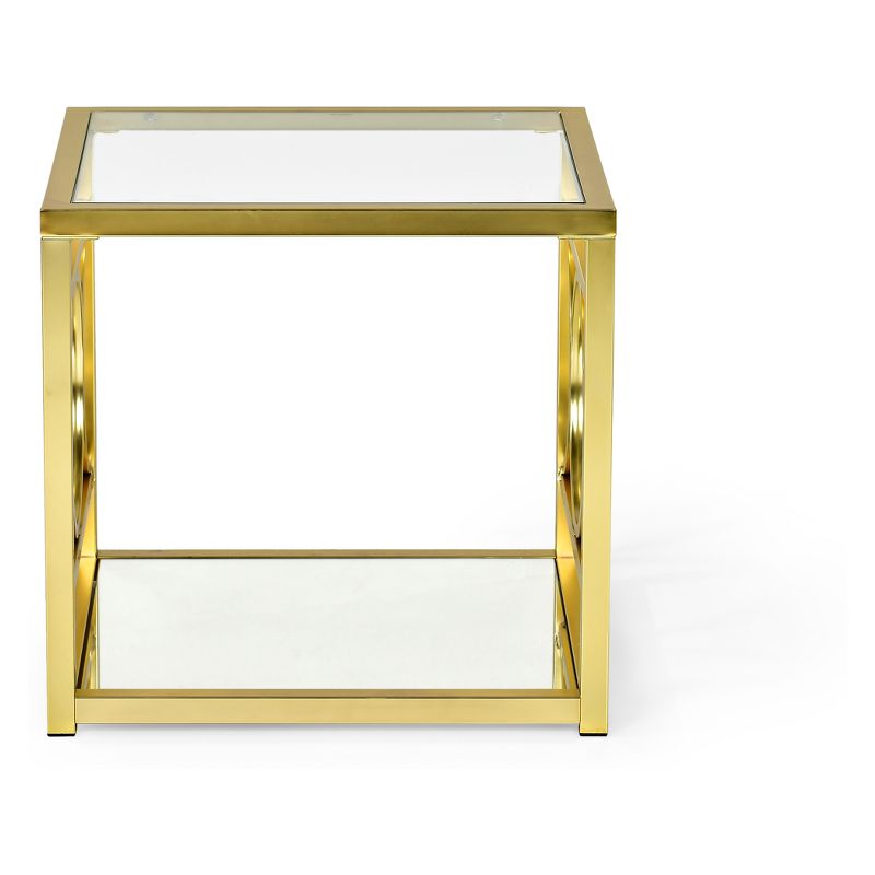 Olympia End Table Glass Iron and Chrome - Steve Silver