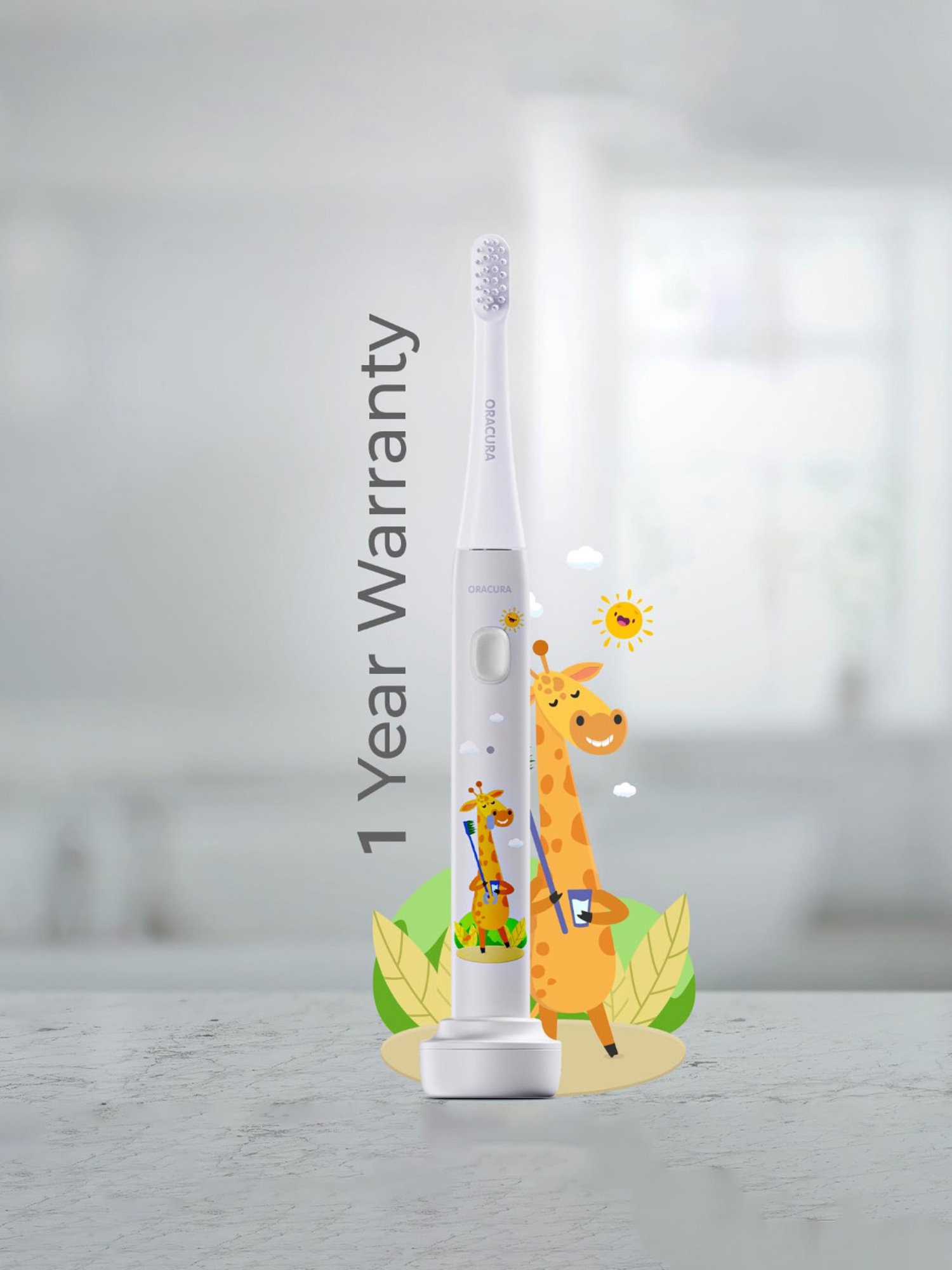 Oracura KSB200 Sonic Kids Rechargeable Electric Toothbrush (Grey)