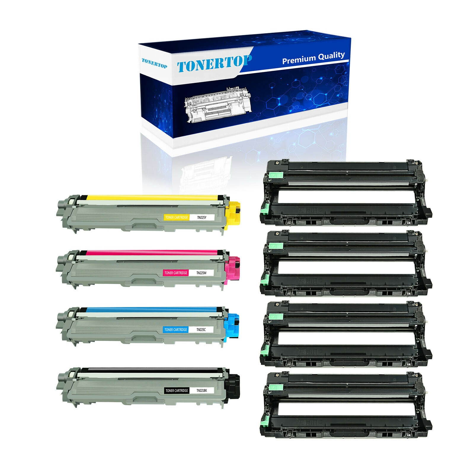 8PK TN221 BK C Y M Color Toner & DR221CL Drum For Brother TN-221 DR-221 9130CW