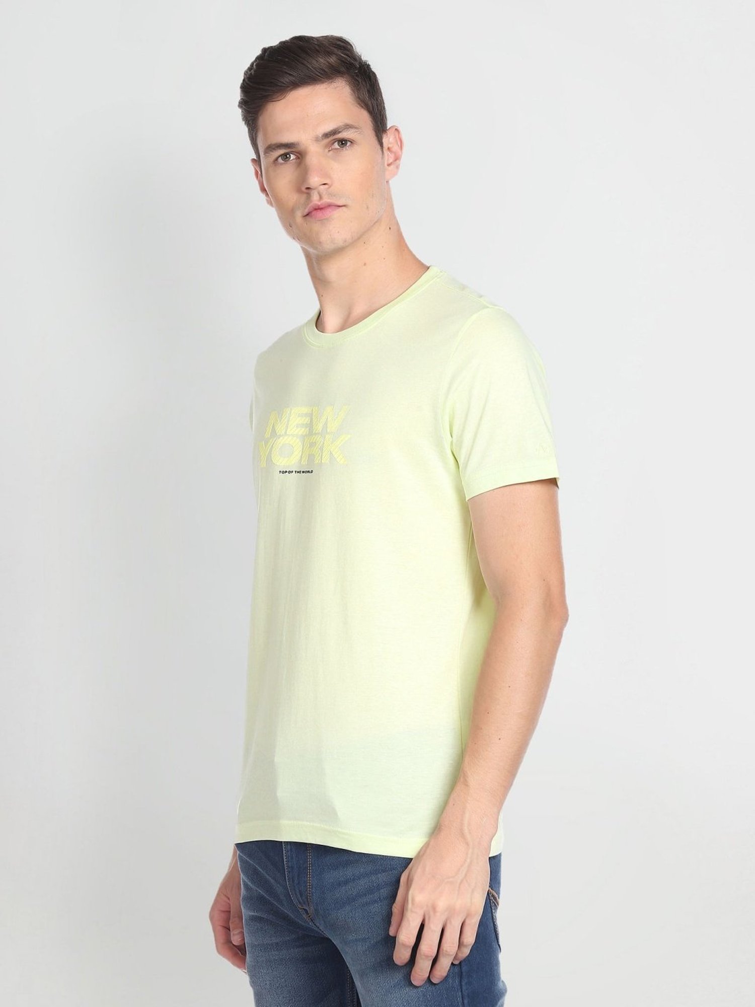 Arrow Sport Lemon Cotton Regular Fit Printed T-Shirt