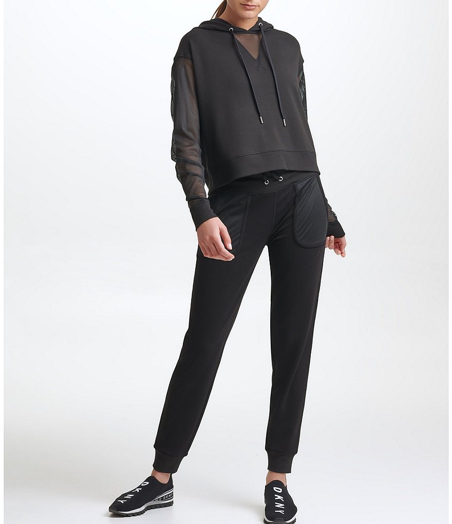 DKNY Sport Mesh Blocked Hoodie Sweatshirt