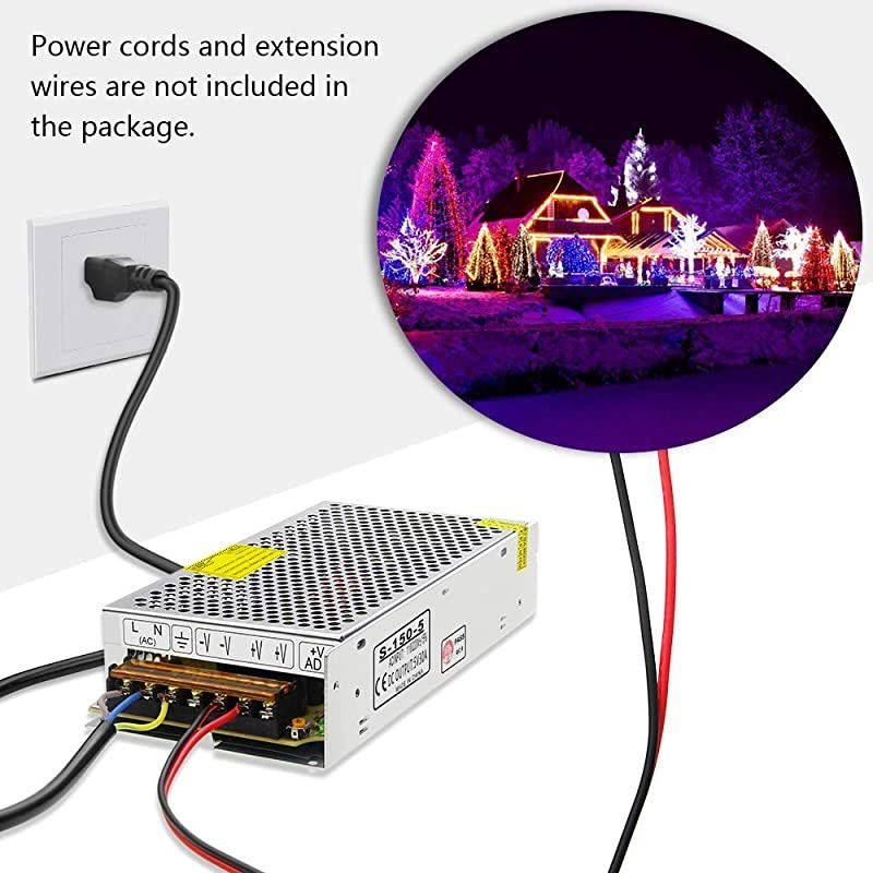 5V Power Supply 30A 150W ACDC Converter Adapter 110V 220V AC to DC 5 Volt 30 Amp Transformer LED Driver for WS2812B WS2811 WS2801 WS2813 SK6812 LED Pixel Strip Light Router CCTV Camera