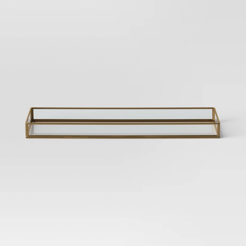 16" x 5" Decorative Metal Glass Tray Gold - Opalhouse™