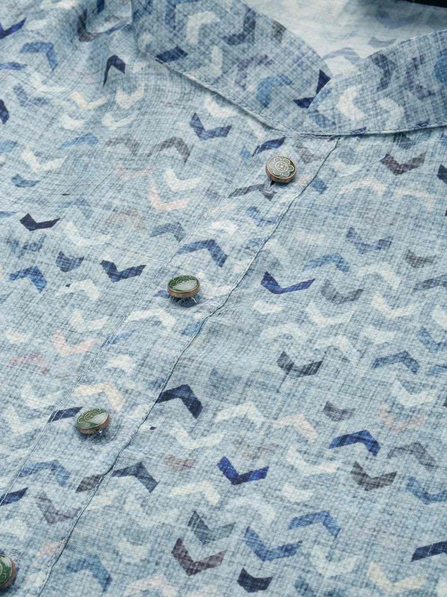 Sanwara Grey Cotton Regular Fit Printed Kurta Bottom Set