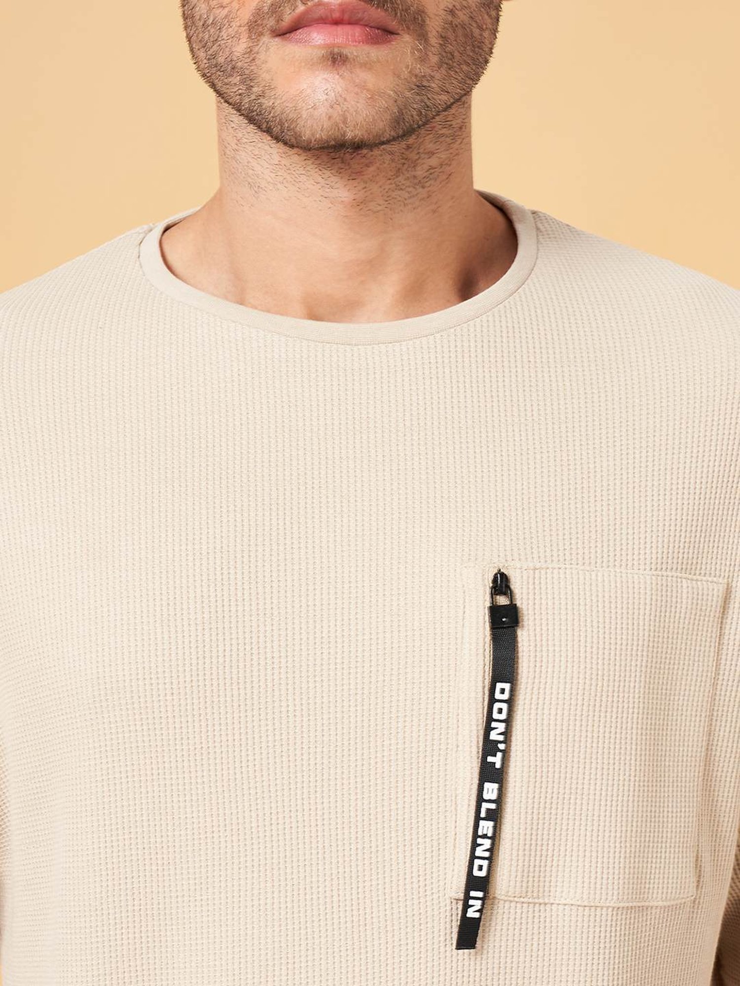 Street 808 by Pantaloons Beige Boxy Fit T-Shirt