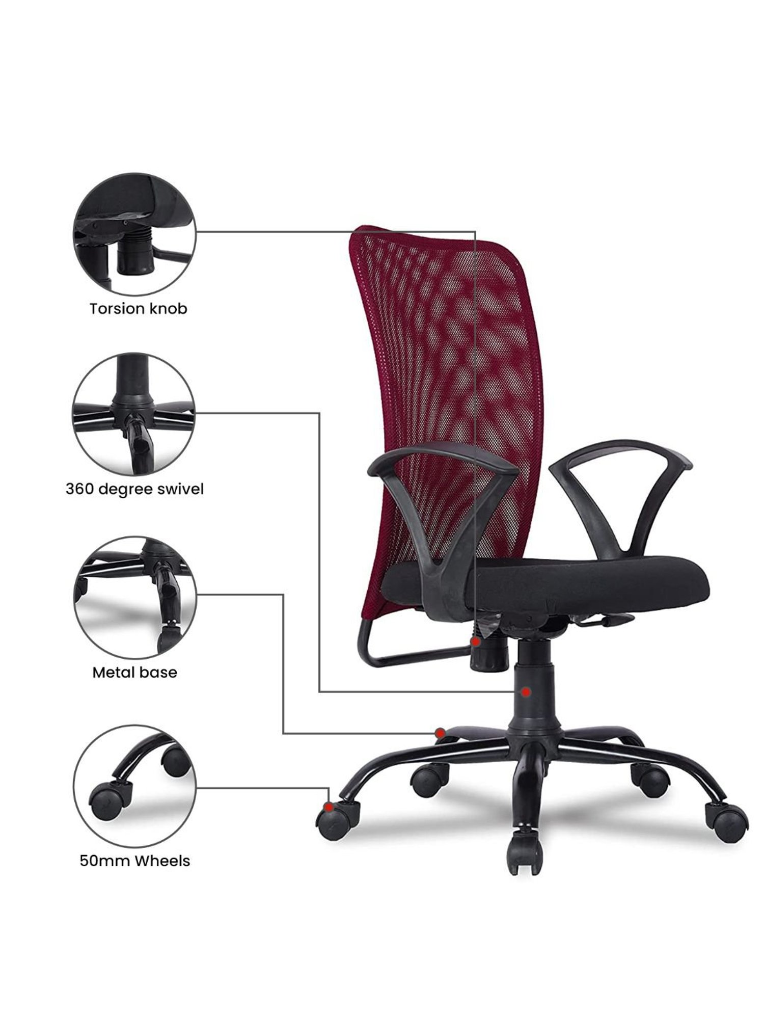 Green Soul Seoul Maroon Foam Ergonomic Office Chair